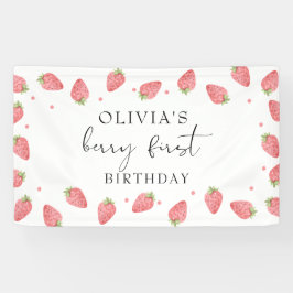Aardbei Eerste Verjaardag 1e Berry Zoet Spandoek