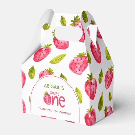 Aardbei eerste verjaardag bedankdoosjes (Achterkant)
