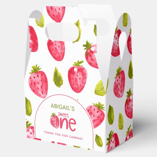 Aardbei eerste verjaardag bedankdoosjes (Geopend)