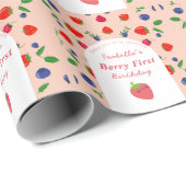 Aardbei Eerste Verjaardag  Cadeaupapier (Rol Hoek)
