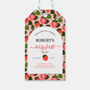 Aardbei eerste verjaardag dank je label cadeaulabel