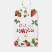 Aardbei | Eerste Verjaardag | Dank Je Verjaardag Cadeaulabel (Voorkant)