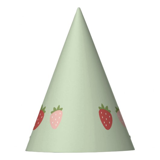 Aardbei Eerste Verjaardag Feesthoedjes (Voorkant)