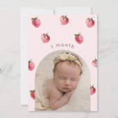 Aardbei eerste verjaardag foto mijlpaal banner kaart (Voorkant)