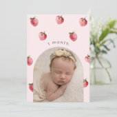 Aardbei eerste verjaardag foto mijlpaal banner kaart (Staand voorkant)