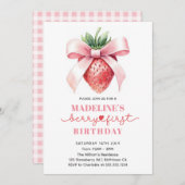 Aardbei eerste verjaardag kaart (Voorkant / Achterkant)