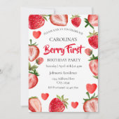 Aardbei eerste verjaardag kaart (Voorkant)