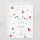 Aardbei eerste verjaardag kaart (Voorkant)