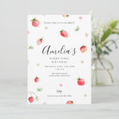 Aardbei eerste verjaardag kaart (Staand voorkant)