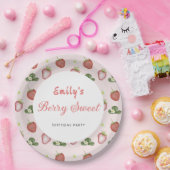 Aardbei Eerste Verjaardag Meisje Party Papieren Bordje (Feest)