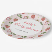 Aardbei Eerste Verjaardag Meisje Party Papieren Bordje (Gekanteld)