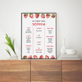 Aardbei eerste verjaardag mijlpaal poster