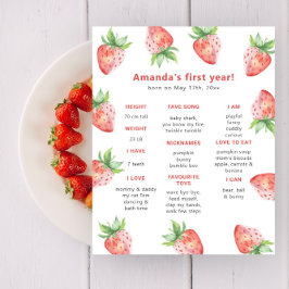 Aardbei eerste verjaardag mijlpaal verjaardag poster