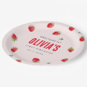 Aardbei Eerste Verjaardag Papier Borden Papieren Bordje (Gekanteld)