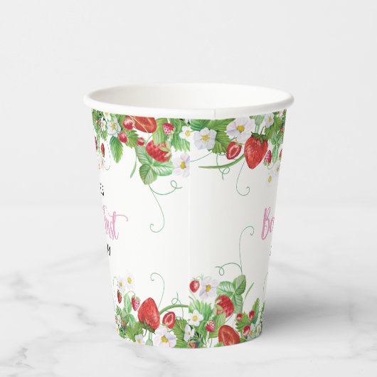 Aardbei eerste verjaardag papieren bekers (Rechts)