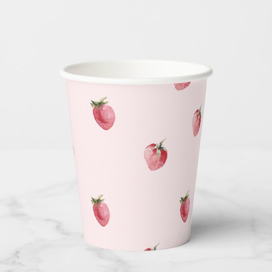 Aardbei eerste verjaardag papieren bekers (Achterkant)