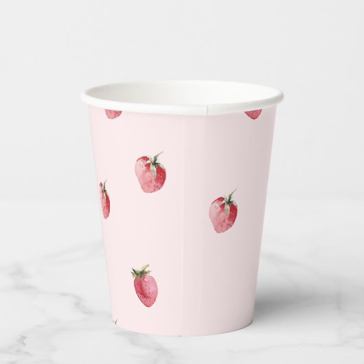 Aardbei eerste verjaardag papieren bekers (Rechts)