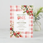 Aardbei Eerste Verjaardag Party Berry Kaart (Staand voorkant)