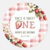 Aardbei Eerste Verjaardag Party Berry Ronde Sticker (Voorkant)