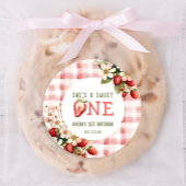 Aardbei Eerste Verjaardag Party Berry Ronde Sticker