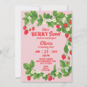 Aardbei eerste verjaardag (rood en roze) kaart (Voorkant)