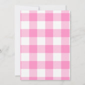 Aardbei Eerste Verjaardag Roze Gingham Strik Kaart (Achterkant)