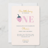 Aardbei eerste verjaardag Uitnodiging (Voorkant)