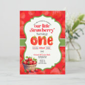 Aardbei eerste verjaardag uitnodiging (Staand voorkant)