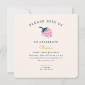 Aardbei eerste verjaardag Uitnodiging (Voorkant)