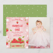 Aardbei Eerste Verjaardag Uitnodiging Zomerfruit (Voorkant / Achterkant)