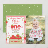 Aardbei Eerste Verjaardag Uitnodiging Zomerfruit (Voorkant / Achterkant)