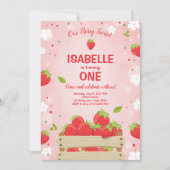 Aardbei Eerste Verjaardag Uitnodiging Zomerfruit (Voorkant)