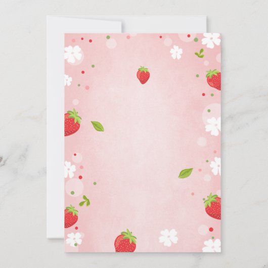 Aardbei Eerste Verjaardag Uitnodiging Zomerfruit (Achterkant)