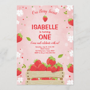 Aardbei Eerste Verjaardag Uitnodiging Zomerfruit