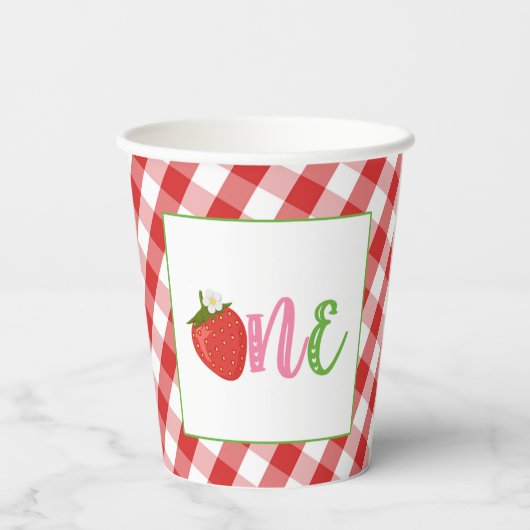 Aardbei Eerste verjaardag van de aardbei Papieren Bekers (Achterkant)