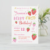 Aardbei eerste verjaardag van de Berry-Waterverf Kaart (Staand voorkant)