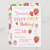 Aardbei eerste verjaardag van de Berry-Waterverf Kaart (Voorkant / Achterkant)