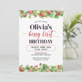 Aardbei Eerste Verjaardag Waterverf Berry Eerste Kaart (Staand voorkant)