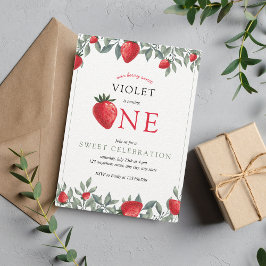 Aardbei eerste verjaardag | Waterverf Berry Sweet Kaart