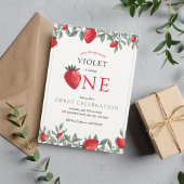Aardbei eerste verjaardag | Waterverf Berry Sweet Kaart