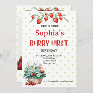 Aardbei Eerste Verjaardagsfeestje Berry 1e foto in Kaart