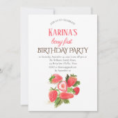 Aardbei Eerste Verjaardagsfeestje Berry 1st Kaart (Voorkant)