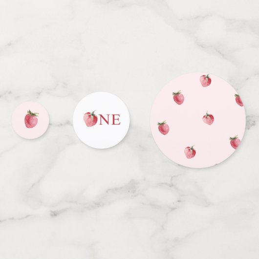 Aardbei eerste verjaardagsfeestje confetti (Voorkanten)