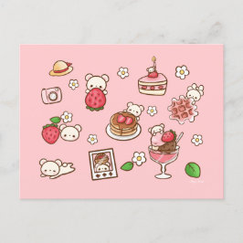 Aardbei en Beer Lekkere Kawaii Schattigee lekkerni Briefkaart