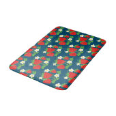 Aardbei en Bloem Blauw Patroon Badmat (Gekanteld)