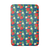 Aardbei en Bloem Blauw Patroon Badmat (Voorkant Verticaal)