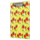 Aardbei en Bloem Geel Patroon met Monogram Klembord (Links)