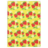 Aardbei en Bloem Geel Patroon met Monogram Klembord (Achterkant)