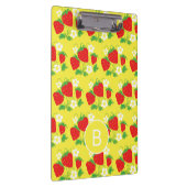 Aardbei en Bloem Geel Patroon met Monogram Klembord (Rechts)