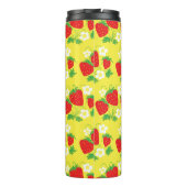 Aardbei en Bloem Geel Patroon Monogram Thermosbeker (Achterkant)